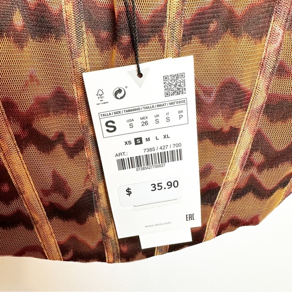 Zara | Corsetry Tulle Boned Corset Top NWT - Picture 6 of 13